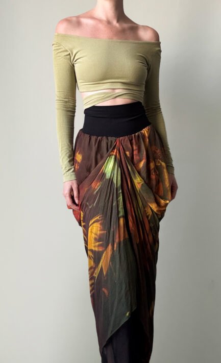 DOLCE & GABBANA 1990 “The Transfiguration” Print Draped Skirt (S-M)